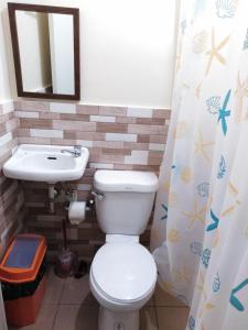 a bathroom with a toilet and a sink at JMC Residence in Tagbilaran City