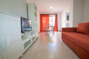 a living room with a couch and a television at Edificio Arinaga Golden in Arinaga
