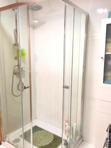 eine Dusche mit Glastür im Bad in der Unterkunft Maestro Appartment in Porto