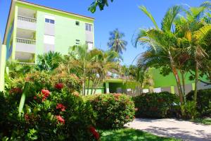 un edificio con palmeras y flores delante de él en Pousada o Caribe de Maragogi, en Maragogi