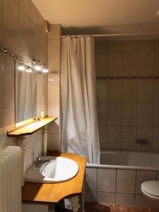 a bathroom with a sink and a bath tub at Big Space-Loft in Hannover +97 photos