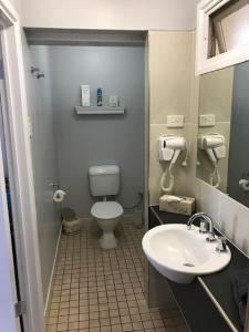 een badkamer met een toilet en een wastafel bij Central Motel Gin Gin in Gin Gin