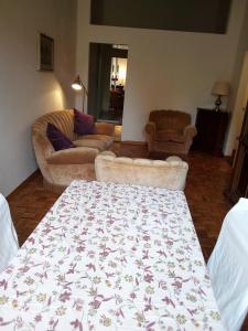 フィレンツェにあるBoboli & Pitti Houseのリビングルーム(毛布付きのベッド付)