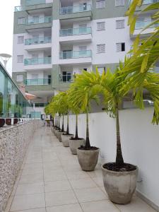 een rij palmbomen voor een gebouw bij Apto House 06, Praia Grande Ubatuba in Ubatuba