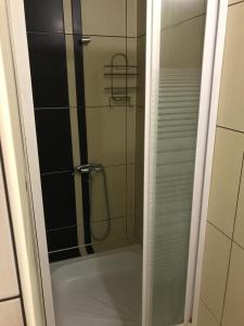 a shower with a glass door in a bathroom at Fortuna in Cherche