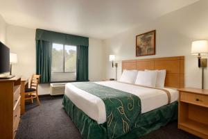a hotel room with a large bed and a desk at Travelodge by Wyndham Marysville in Marysville