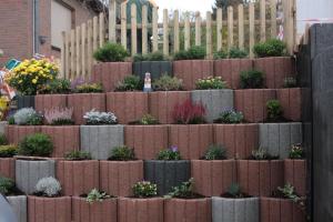 a garden with a fence with plants in it at Ferienwohnung Küssner in Kiel +2 photos