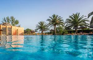a swimming pool at a resort with palm trees at Colina Village in Carvoeiro