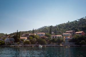 a small town on the shore of a body of water at Apartment Brna 1 in Brna