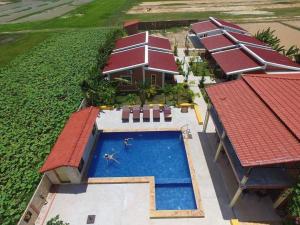 an aerial view of a resort with a swimming pool at Sun Boutique Resort & Restaurant in Siem Reap
