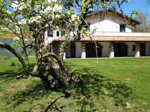 an apple tree in front of a house at Agriturismo Bio-Ecologico Sant'Isidoro in Roccaforte Mondovì