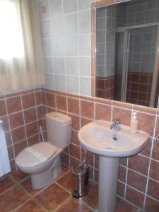 a bathroom with a toilet and a sink at Villa Maria in La Virgen de la Vega +28 photos
