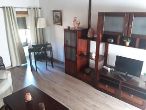 ein Wohnzimmer mit Sofa und Fernseher in der Unterkunft Ilusiones in Tejeda