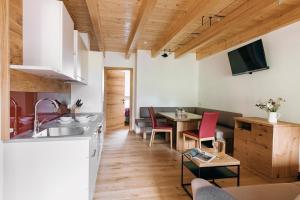 a kitchen and living room with a sink and a table at Ferienwohnungen Orth in Lassing