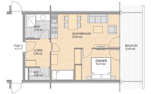 Půdorys ubytování Apartment Waldesruh