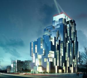 a rendering of a tall building with many windows at Shenzhen Avant-Garde Hotel in Bao'an