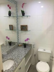 マンガラチバにあるApto no Condominio Porto Real Resortのバスルーム(白いトイレ、シンク付)
