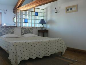 1 dormitorio con 1 cama en una habitación con ventana en Chambres d'hôtes Domaine de Beaupré, en Narbona