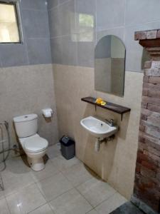 bagno con servizi igienici e lavandino di Umah Ubud B&B ad Ubud
