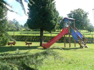 un parque infantil con tobogán en Hotel & Appartamenti Al Larice, en Ronzone