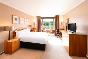 a hotel room with a bed and a television at Copthorne Hotel Newcastle in Newcastle upon Tyne