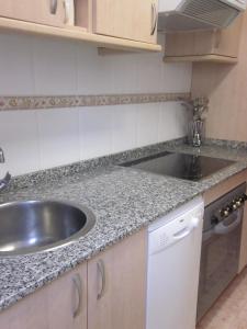 a kitchen with a sink and a counter at EA playa montaña45'GUGGEMHEIN in Ea
