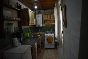 a kitchen with a sink and a stove top oven at Complejo Solitudine in Cacheuta
