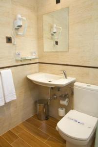 Łazienka z białą toaletą i umywalką w obiekcie Hotel Casa José Díaz w mieście San Agustín de Guadalix
