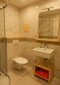 Koupelna v ubytování Apartmán Stožec