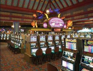 a casino with a bunch of slot machines at Argosy Casino & Hotel in Kansas City