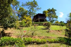 a garden with a building on a hill at Pousada do Mirante in Visconde De Maua