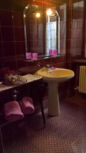 een badkamer met een wastafel en een spiegel bij Alla casa del cedro in Cavedago