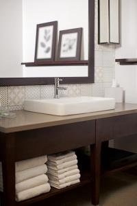 PlattevilleにあるCountry Inn & Suites by Radisson, Platteville, WIのバスルーム(シンク、タオル1枚付)