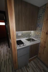 eine Küche mit einer Spüle und einer Arbeitsplatte in der Unterkunft estudio muy acogedor in Sierra Nevada