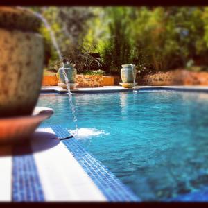 a swimming pool with a water fountain at Jacobs Creek Retreat - Barossa Valley in Tanunda