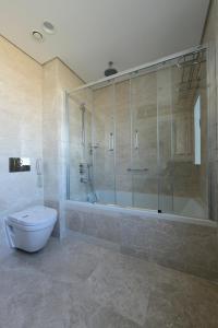 a bathroom with a glass shower and a toilet at Holiday Inn Bursa - City Centre by IHG in Bursa