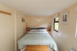 1 dormitorio con 1 cama en una habitación pequeña en The Chalet at Mellowvean, en St. Agnes