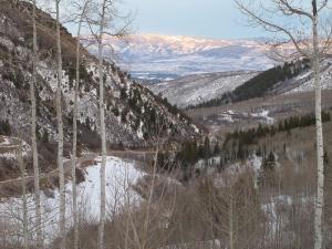 vistas a una montaña nevada con un río y árboles en C1 en Carbondale