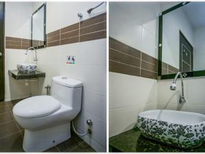 two pictures of a bathroom with a toilet and a sink at Sky Star Hotel KLIA/KLIA2 in Sepang