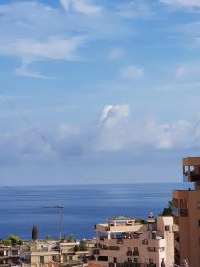 ボーソレイユにあるCharming Apartment on the boarder of Monacoの海を背景にした市街の景色