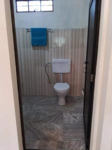 a bathroom with a white toilet in a room at Delight Homestay in Cherrapunji