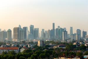 Nespecifikovaný výhled na destinaci Jakarta nebo výhled na město při pohledu z hotelu