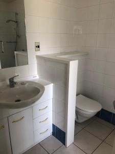 a bathroom with a sink and a toilet at Luxury on Lakeside in Wanaka +15 photos