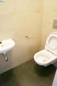 a bathroom with a toilet and a sink at Suite Prague Apartment -Duplex, up to 4people in Prague