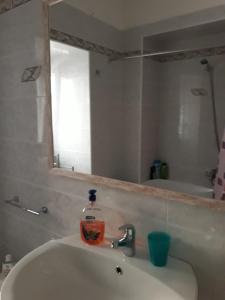 a bathroom sink with a bottle of soap on it at chicchinella in Altamura