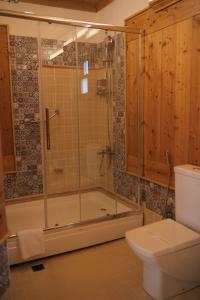 uma casa de banho com um chuveiro e um WC. em Melekli Konak em Amasya
