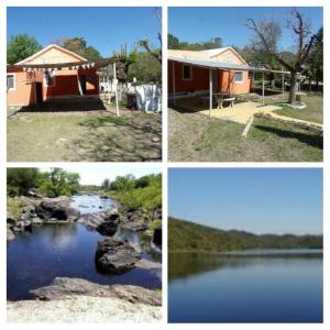 cuatro fotos diferentes de una casa y un lago en La casona Segunda Usina en Embalse