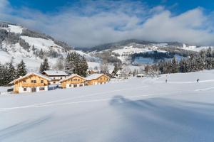 a ski lodge in the mountains with snow at Lehenriedl Chalet in Wagrain
