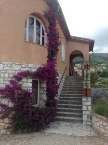トゥレット・シュル・ルーにあるLa Genevrièreの紫の花の家