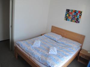 Tempat tidur dalam kamar di Apartmán Boubín na Kvildě
